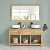 mueble de bano de madera teca maciza de 145 cm
