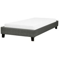 cama individual tapizada gris 90 x 200 cm con somier sin cabecero roanne
