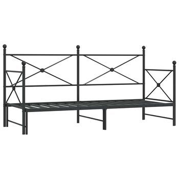Cama Individual | Cama Para Adultos | Diván Con Nido Sin Colchón Negro 90x200 Cm Acero