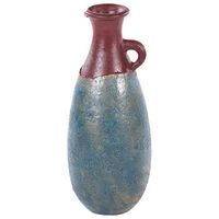 jarron de terracota azul marron 50 cm hecho pintado a mano vintage retro velia