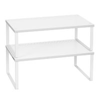 estante para especias apilable y ampliable de metal de color blanco