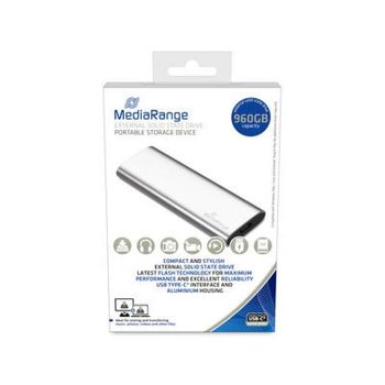 Unidad SSD Externa MediaRange MR1103 900GB M.2 NVMe USB-C Aluminio Plata