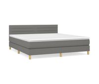 cama box spring con colchon tela gris oscuro 180x200 cm rayas horizontales
