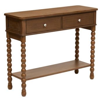 Mesa Auxiliar Mona Rectangular, 35 X 100 Cm, Con 2 Cajones, Color Marrón - Atmosphera Createur D'interieur