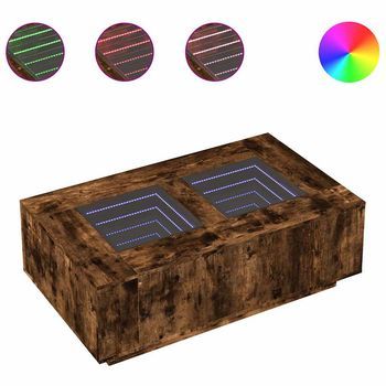 Mesa De Centro Con Infinity Led Roble Ahumado 116x69x40 Cm Vidaxl