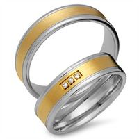 alianzas 14 quilates oro amarillo-blanco 3 diamantes