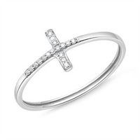 14 quilates anillo de oro blanco cruz 17 diamantes