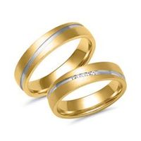 alianzas de oro amarillo y blanco con 5 diamantes