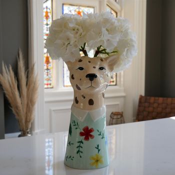 Large Leopard Head Vase