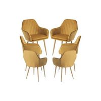 pack 6 sillas chic de terciopelo 875644 cm - mostaza