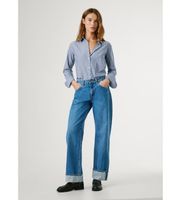 pepe jeans para mujer pl2050878 jeans loose turn-up azul 2630 casual algodon denim