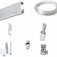 sistema para colgar cuadros rm express basic-plus atm  aluminio plata  18 m cobertura  hasta 50 kgml  ganchos automaticos  para galerias y