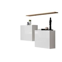 conjunto de muebles de salon switch sbi de diseno color blanco brillante y estanteria de roble wotan