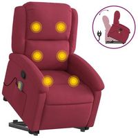 sillon reclinable de masaje elevable terciopelo rojo tinto vidaxl
