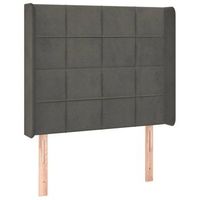 cabecero cama mueble de dormitorio con led de terciopelo oscuro 93 x 16 x 118128 cm gris m020008928