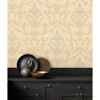 Papel Pintado Vinílico De Damasco Efecto Textura De Tela Tejida En Relieve - Osman Classic 676865 De Gaulan - Rollo De 10 M X 1,06 M