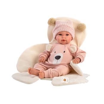 Muñeca Recien Nacida Llorona Baby Osita Rosa 36 Cm Osito.incluye El Chupete.
