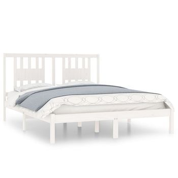 Estructura De Cama De Madera Maciza De Pino Blanco 140x200 Cm Vidaxl