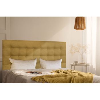 Cabecero Cama Oslo Largo Tapizado Tejido Antimanchas Mostaza 150x125cm