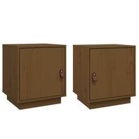 juego de 2 mesitas de noche - mesillas madera de pino marron miel 40x34x45 cm mc5733