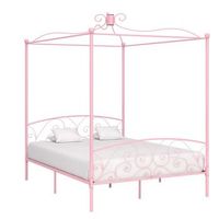 estructura cama con dosel sin colchon metal rosa 160x200 cm vidaxl