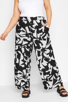 yours pantalones anchos negros y blancos estampados mujer curvy y tallas grandes yours