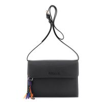 bolso de hombro efecto saffiano con charms multicolores black