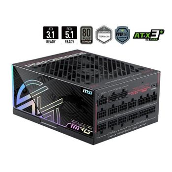 Fuente de Alimentación MSI MPG Ai1300TS PCIE5 1300W Certificación 80 PLUS Titanium modular