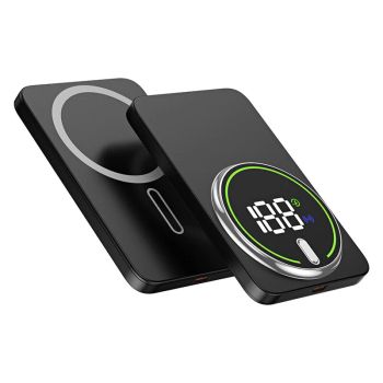YM123 15W 5000/10000mAh banco de energía magnético con pantalla digital inteligente. Fuente de alimentación externa con