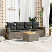 conjunto de sofas jardin con cojines 5 uds  mueble jardin mesa y sillas ratan sintetico gris cfw463700