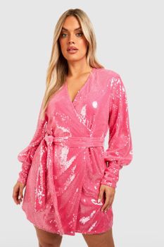 Top Plus Cruzado De Lentejuelas, Pink