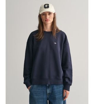 Gant para mujer. 4201414 Sudadera Shield de cuello redondo marino (M), Casual, Algodón