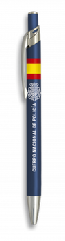 Bolígrafo Albainox de aluminio color azul con Bandera Española + Logo a elegir, 13,8 cm de tamaño, CNP, 03070GR255