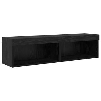 Conjunto De Mueble De Tv 2 Uds | Mueble De Salón | Gabinete De Tv Roble Negro 60 X 30 X 30 Cm
