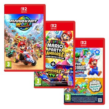 Pack Mario Kart World + Super Mario Party Jamboree + Super Mario Bros Wonder - Nintendo Switch 2 - Nuevo Precintado - PAL España