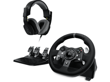 Volante - Combo Logitech G G920 + Auriculares gaming ASTRO A10, Xbox/PC, Force Feedback, Pedales ajustables, Giro 900°, Micrófono volteable, Negro