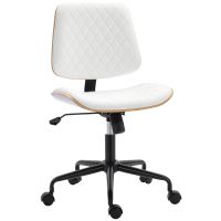 homcom silla de escritorio sin brazos respaldo curvado altura ajustable blanco