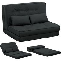 sofa cama comhoma mini con respaldo ajustable en 6 niveles para salon dormitorio y camping tela negro