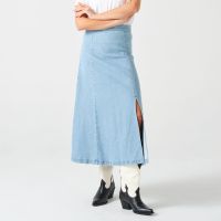 seventy  mochi faye denim slip skirt - xs