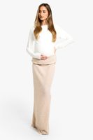 falda premama maxi de canale suave con cintura plegada beige