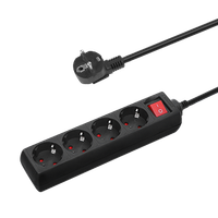 aigostar regleta de enchufes con 4 tomasregleta alargador con cable de 3 metros e interruptornegro