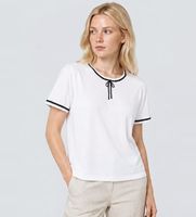 twinset para mujer 262tt2550 camiseta con pasamaneria y lazoblanco xs casual algodon manga corta
