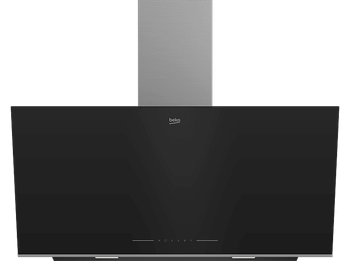Campana decorativa - Beko BHCA96641BBHS, 3 velocidades + Intensiv, 441 m³/h, 90 cm, Touch Control, Iluminación LED, Función Limpieza de aire, Negro