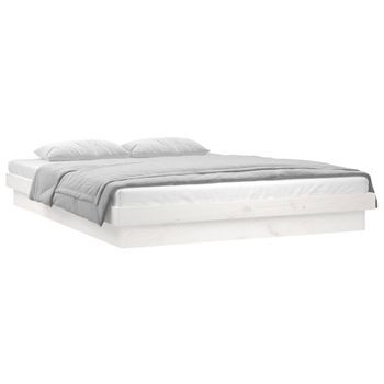 Estructura Cama Led Sin Colchón Madera Maciza Blanco 120x200 Cm Vidaxl