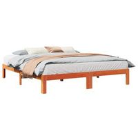 cama matrimonial  cama para adultos  cama sin colchon madera maciza de pino marron cera 160x200 cm cfw925976