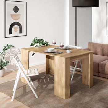 Consola extensible efecto madera roble 140x90x77cm