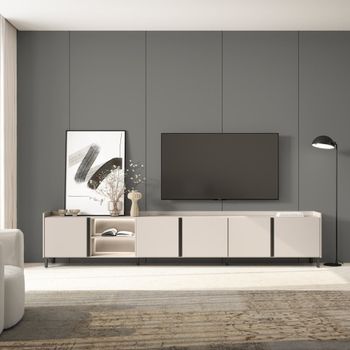 Mueble tv efecto madera beige 309x35x61cm con patas