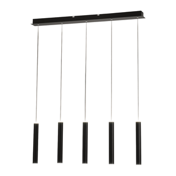 Lámpara Colgante Fabas Luce Prado De 5 Luces - Led Regulable De 33 W - Diseño Lineal Negro Mate