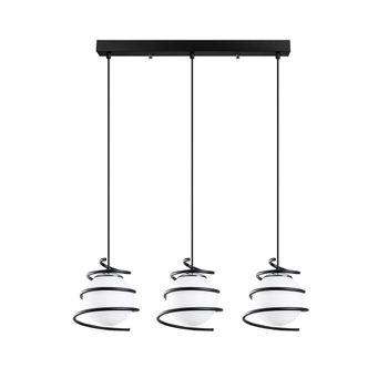 Regleta de techo 3 luces moderno y esferas cristal colgantes