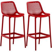 juego de 2 taburetes de bar para exterior air plastico rojo 53x45x105 cm clp